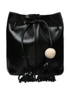 Romwe Wood Ball Tassel Drawstring Bucket Bag - Black