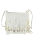 Romwe White Pu Leather Tassel Along Bag