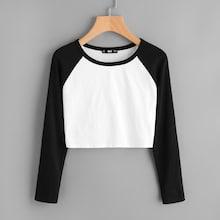 Romwe Crop Baseball Tee