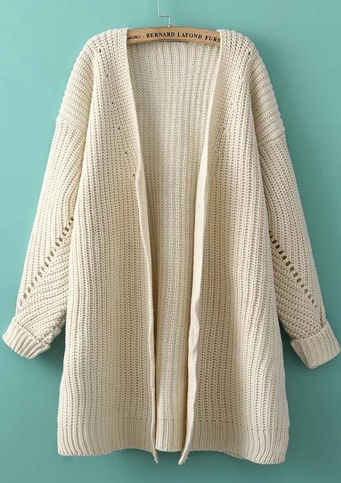 Romwe Hollow Knit Loose Cardigan