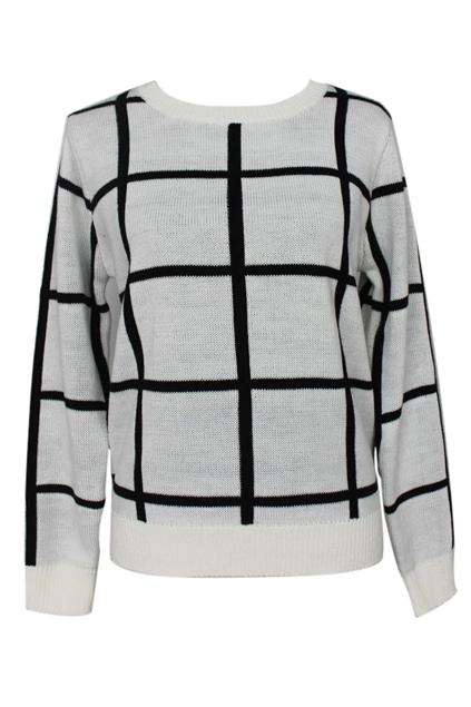 Romwe Retro Check White Jumper