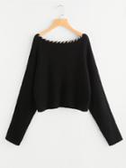 Romwe Whipstitch Neck Dolman Jumper