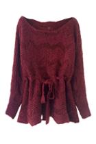 Romwe Self-tie Drawstring Wave Knitted Jumper
