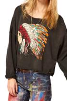 Romwe Romwe Chief Of Tribe Print Black Sweatshirt