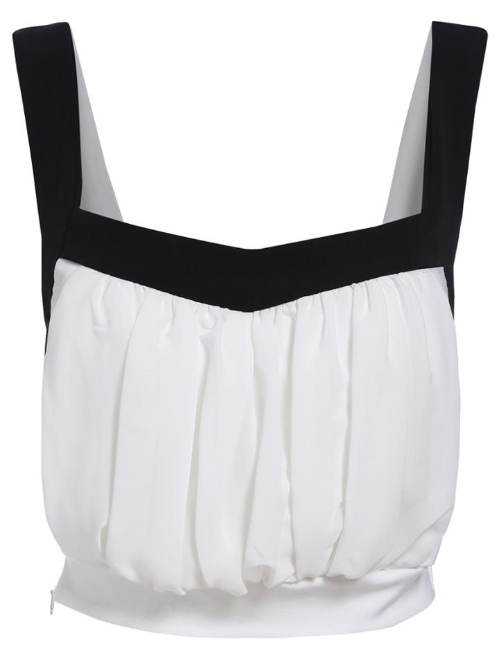 Romwe Strap With Zipper White Cami Top