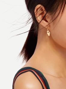 Romwe Heart Pattern Palm Design Drop Earrings