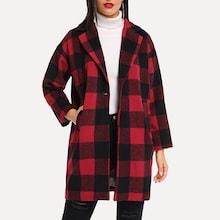 Romwe Plaid Single Button Outerwear