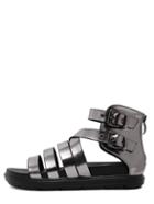 Romwe Grey Ankle Strap Hollow Gladiator Sandals