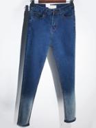 Romwe Blue Ombre Denim Slim Pant
