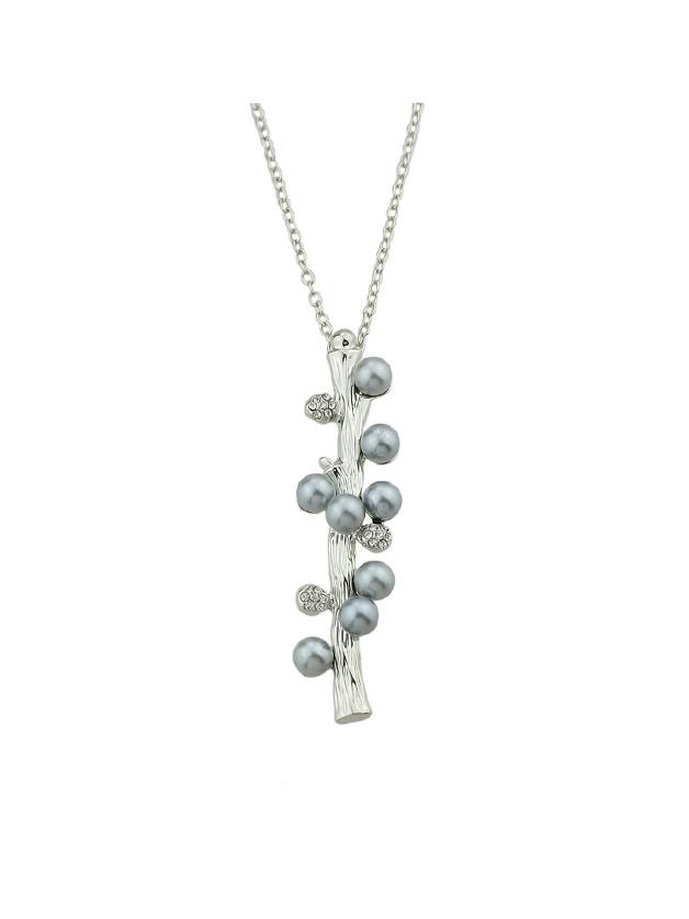 Romwe Gray Simulated-pearl  Pendants Necklace