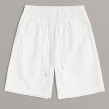 Romwe Guys Solid Drawstring Waist Shorts