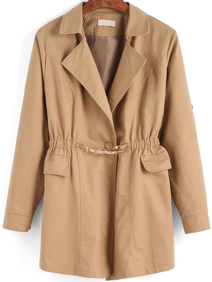 Romwe Lapel Loose Trench Coat