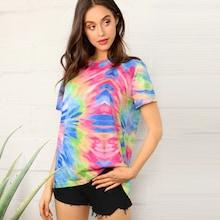 Romwe Tie Dye Short Sleeve Top