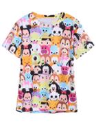 Romwe Cartoon Print Multicolor T-shirt