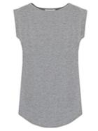 Romwe Cap Sleeve Curved Hem T-shirt - Grey