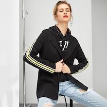 Romwe Notched Neck Striped Blazer
