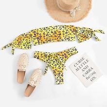 Romwe Random Leopard Off The Shoulder Bikini Set