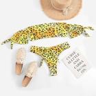 Romwe Random Leopard Off The Shoulder Bikini Set