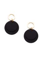 Romwe Black Alloy Coin Minimalist Drop Earrings