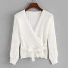 Romwe Ribbed Knot Front Wrap Jumper