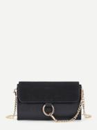 Romwe Piping Detail Ring Front Chain Bag