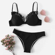 Romwe Appliques Bikini Set