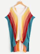 Romwe Color Block High Low Beach Cover Up