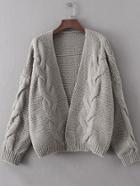 Romwe Cable Knit Open Front Sweater Coat