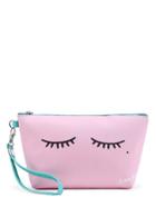 Romwe Eyelash Print Makeup Bag With Wristlet