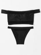 Romwe Net Panel Bardot Bikini Set
