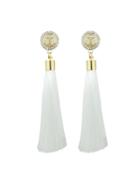 Romwe White Anchor Decoration With Long Tassel Drop Statement Earrings
