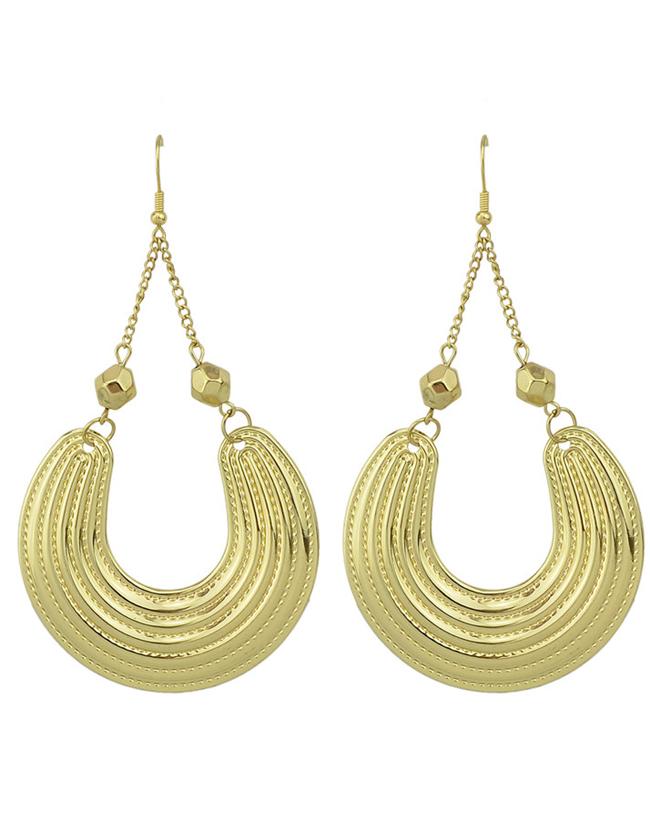 Romwe Aulic Style Gold Plated Drop Big Earrings