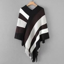 Romwe Fringe Hem Cut And Sew Poncho Sweater