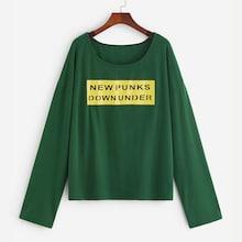 Romwe Plus Letter Print Drop Shoulder Pullover