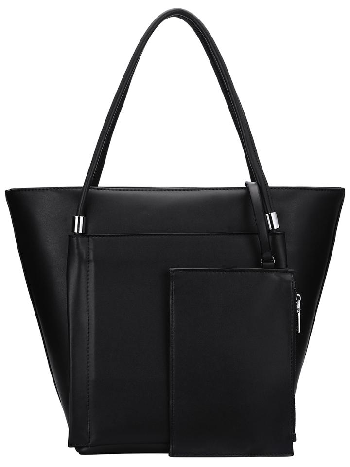 Romwe Black Magnetic Oversized Shoulder Bag