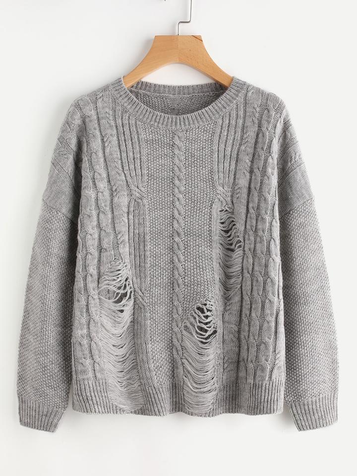 Romwe Mixed Knit Ladder Jumper