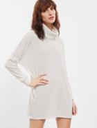 Romwe White High Neck Casual Dress