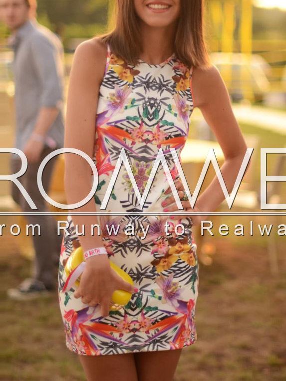 Romwe Multicolor Sleeveless Flower Floral Print Dress
