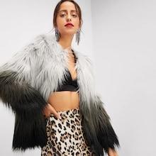 Romwe Faux Fur Ombre Coat