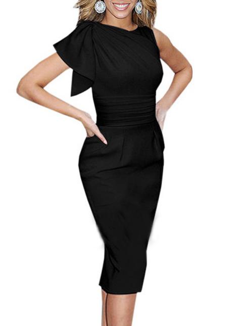 Romwe V Neck Ruffle Pencil Dress