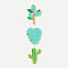 Romwe Cactus & Leaf Brooch Set 3pcs