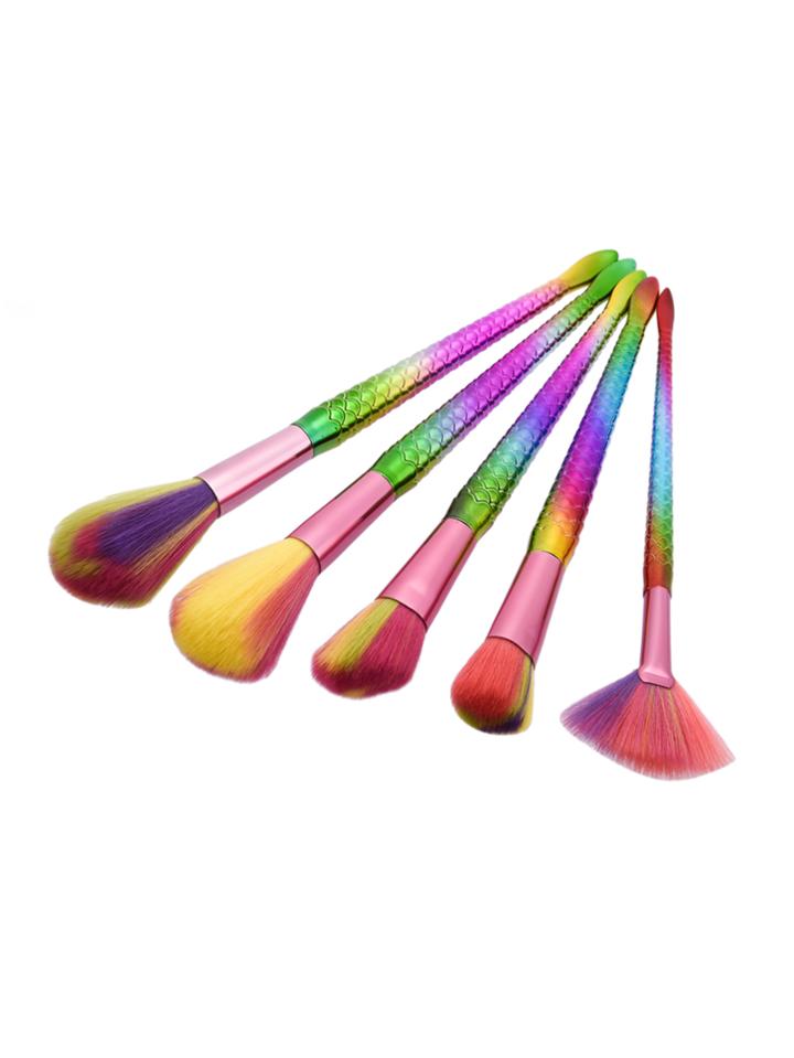 Romwe Mermaid Shaped Cosmetic Brush 5pcs