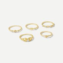 Romwe Heart & Star Ring Set 5pcs