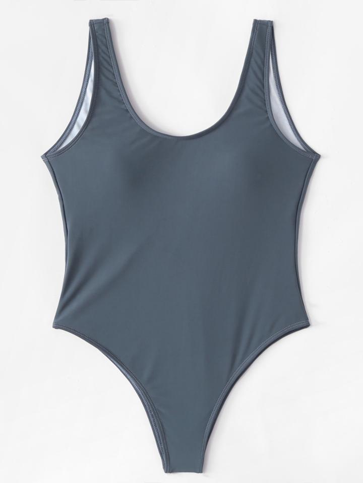 Romwe Low Back Swimsuit