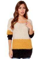 Romwe Colour-block Slim Knit Sweater
