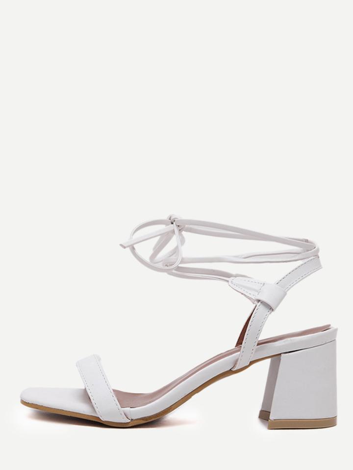 Romwe White Faux Suede Open Toe Strappy Pumps