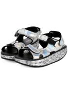 Romwe Silver Thick-soled Buckle Casual Pu Sandals