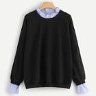 Romwe Plus Frill Trim 2 In 1 Sweatshirt