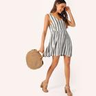 Romwe Double V-neckline Two Tone Dress