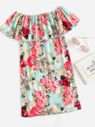 Romwe Allover Floral Print Layered Dress
